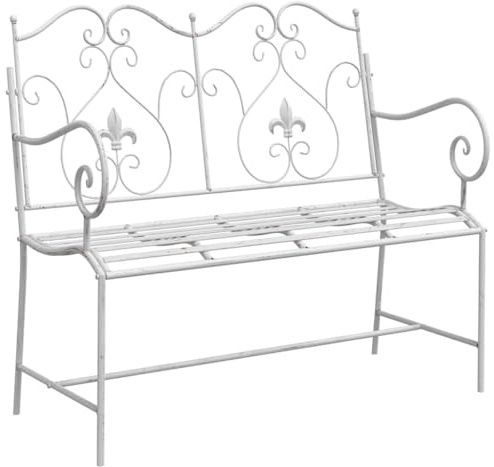 vidaXL Garden Bench 2 -Seater 104 x 54 x 93 cm Steel Antique White