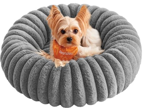 Feandrea Dog Bed, Medium Cat Bed, Soft Padding, Washable, 50 cm | Non-Slip, Dove Grey, BADDI Collection PGW301GD01
