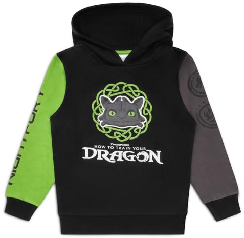 How To Train Your Dragon Jungen Hoodie - Schwarzer Baumwollpullover mit Logo, Langarm-Pullover, Alter 6-13 Jahre, Schwarz , 10-11 Years
