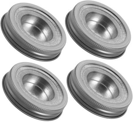 Kerzenhalter aus Edelstahl für Teelichtkerzen, Silber, Minimalistisch | Einmachglas Kerzenhalter Deckel, Sicherer Halt, Vielseitig für Terrasse und Bad