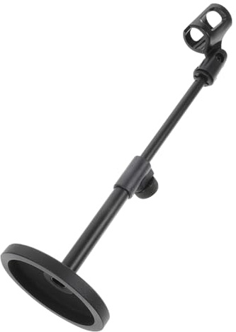 BAZEITFLOW Table Mic Stand with Sturdy Metal Base for Wireless Microphones for Home Stage Gaming and Live Streaming Telescopic Design for Stability and Easy Angle