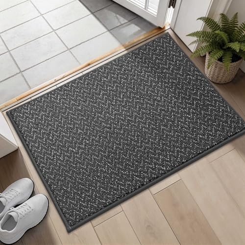 COSY HOMMER Doormat Indoor 50x80 cm, Dirt Trapper Door Mats Non-Slip, Low-Profile Indoor Mats, Washable Entrance Mat Floor Rugs for Front Back Door Entryway Hallwa, Grey