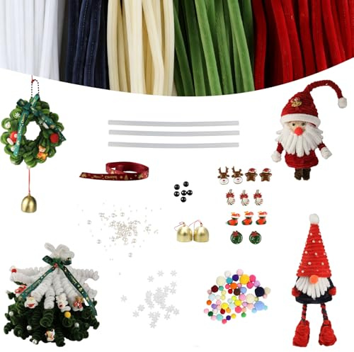 Hanari 400 Stück pfeifenreiniger basteln & diy Weihnachtliche dekorative Figur pfeifenputzer zum basteln,Pipe Cleaner für kindliche Kreativhandwerk Feiertags- und Tagesdekorationen für Kinder