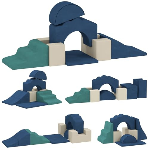 AIYAPLAY Kinder Schaumstoff Bausteine 7er Set Softbausteine Riesenbausteine Klettern Spielsofa Großbausteine mit Samtoptik Modulares Bausteine-Sofa Baby Kletterspielzeuge Bunt
