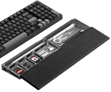 Hagibis Keyboard Wrist Rest Pad with Partition Storage Case, Magnetic Top Cover Ergonomic Soft Memory Foam, Anti-Slip Rubber Base for Computer Keyboard, Laptop, Office, Home (Black Magnetic)