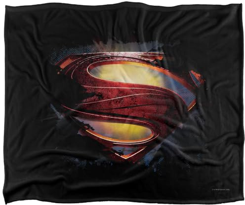 Superman Man of Steel Grungy Shield Silky Touch Super Soft Throw Blanket 152 X 127 cm, White