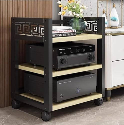 Stereo-Schrank AV-Komponenten-Medienständer Mehrstufiges Audio-Rack Rollbarer Audio-Turm Stand-Audio-Schrank CD-Player-Ständer Verstellbares Eckregal HiFi-Rack (Größe: 3-stufig, Farbe: Weißer Ahorn)