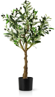PASCH® Olivo artificiale (90 cm), piante artificiali molto grandi, ulivo artificiale, grandi piante artificiali in vaso
