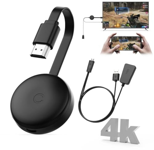 4K Wireless HDMI Display Dongle Adapter, Receptor Screen Mirroring para iOS/Android/Windows/macOS/Laptop/Tablet a TV/Monitor/Proyector, HDMI Extender Compatible con AirPlay, Miracast, DLNA