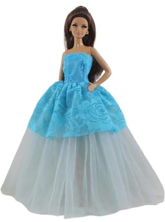Codulu Puppenkleid für 11,5-Zoll-Mädchenpuppe-Spitzenkleid-Blau