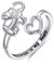 Flyow 925 Sterling Silber Schmuck Verstellbar Open Tier Ring für Damen und Mädchen (Elefant und Herz)