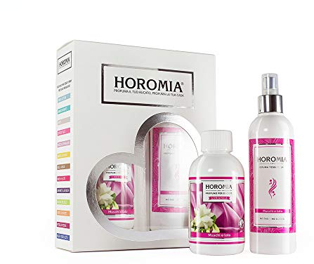 HOROMIA Horotwins Profuma Bucato 250ml e Deo Tessuti Spray 250ml - Confezione Regalo Muschi e Loto