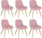 Lestarain Esszimmerstühle 6er Set, für Esszimmer Wohnzimmer Küche, Retro Küchenstühle gepolstert, Sitzfläche aus Samt, mit Metallbeine, bis 150 kg belastbar, Rosa