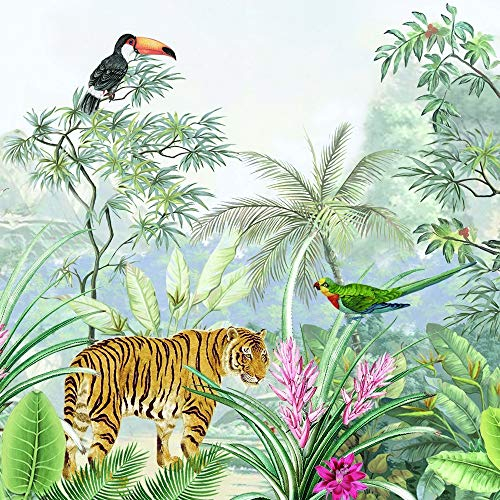 20 Servietten Wilde Tiere im Dschungel | Tiger | Tukan | Tropen | exotisch 33x33cm