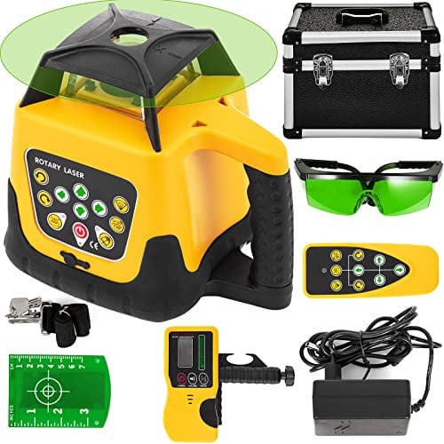 VEVOR Autolivellante Livella Rotante a Laser Colore Giallo a 5 Gradi Portata 500 m, IP54 Resistenza all'Acqua, Livello Laser Impermeabile -20ºC - 45ºC, Raggio Verde