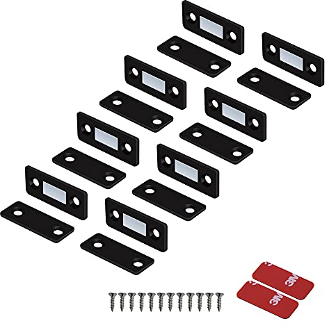 Aimants d'armoire Mousike Loquet de porte magnétique pour fermeture tiroir Fermeture de placard de porte coulissante d'armoires de cuisine (8Pack, Black)