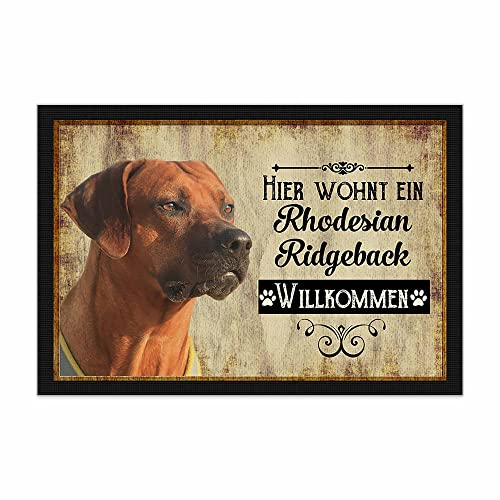 PR Print Royal Fußmatte Haustiere mit Hundebild Rhodesian Ridgeback - Geschenkidee für Hundefreunde und Hundebesitzer - Größe 60 x 40 cm