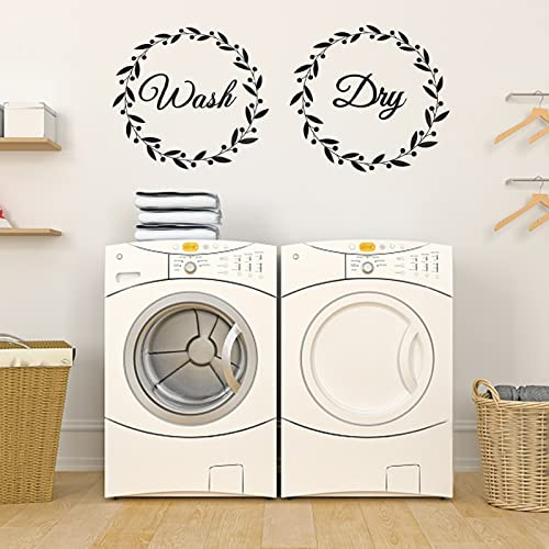 SUPERDANT Wasch Trocken Wandtattoo Waschraum Dekoration Wandsticker Transfer Wandaufkleber Vinyl Wandsticker Für Familie Wäscherei Geschäft Zuhause Wäsche Waschmaschine Trockner