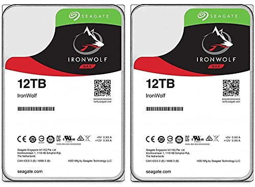 Seagate IronWolf ST12000VN0008 - Hard disk da 12 TB SATA 600-3,5, interno 7200 giri/min, buffer da 256 MB, confezione da 2