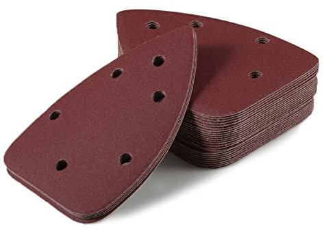 LEONTOOL 30 Pcs Mouse Sander Sandpaper 240 Grit 6 Hole Hook and Loop Pads for Detail Sander Sanding Disc