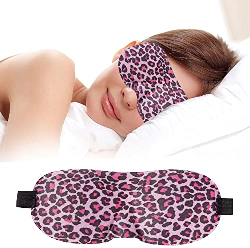 3D Leopard Luxus Augenbinde Schlafmaske, Augenmaske für Schlafen Licht Blockend mit Verstellbarem Riemen für Herren & Damen, Weich & Bequem Schlafmaske für Reise Shift Arbeit Schlafen, Bedruckt Pink