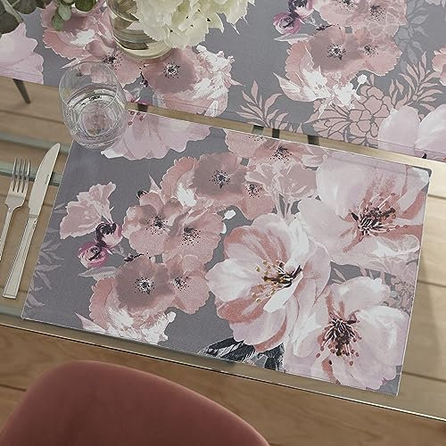 Catherine Lansfield Dramatic Floral Tischsets, abwischbar, Grau, Einheitsgröße, KT/46659/W/PLM2/GY