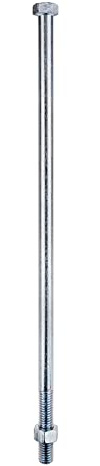 DIN 601 Sechskantschrauben | Bauschrauben 12x380 mm mit Muttern, 4.8 verzinkt, 10 Stück