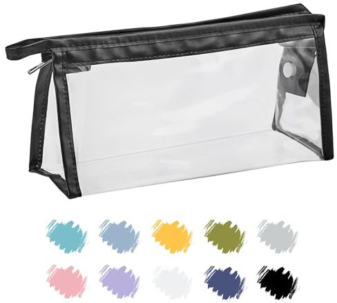Soul Projekt Schwarz Federmäppchen Durchsichtige, Aesthetic Mäppchen PVC Frauen, Kosmetiktasche, Pencil Case, Federmappe für Kinder, Damen, Pinseltasche Schule Uni, Toilettenartikel Kosmetiktaschen