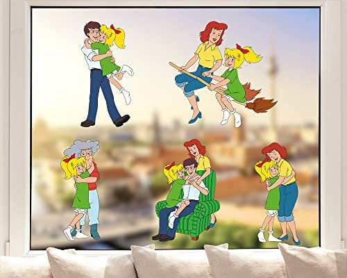 Fenstersticker - Bibi Blocksberg mit Familie I Barbara I Bernhard I Grete I Made in Germany