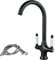 NewEast Black Kitchen Tap, Monobloc Dual Lever Swivel Spout Swan Neck Kitchen Sink Mixer Taps