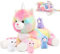 MorisMos Unicorno Arcobaleno Peluche, 60cm Stitch Gatto Unicorno di Peluche e i Suoi 4 Bambini, Regalo Di Peluche Kawaii Per Bambini Compleanno Natale