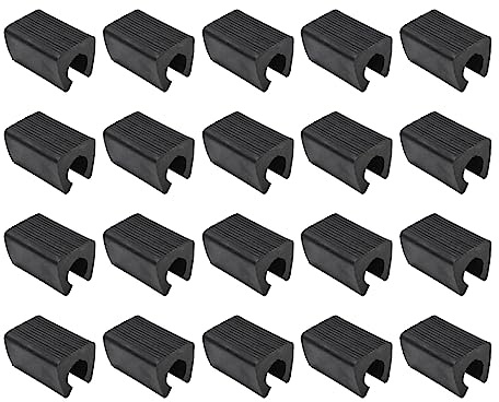 VOANZO Lot de 20 Capuchons de Protection en Forme de U en Plastique de 12 mm pour Pieds de Chaise en Plastique Noir pour chaises en Acier Tubulaire (Noir)