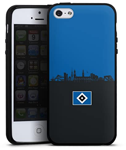 Silikon Hülle kompatibel mit Apple iPhone SE (2016-2019) Case schwarz Handyhülle HSV Hamburg Skyline