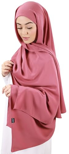 Medinenseide Hijab mit integrierter Mütze, hergestellt in der Türkei, für muslimische Frauen, Blush, One size