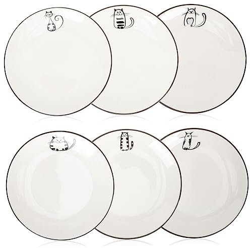 BESTonZON 6pièces Lot de Assiettes Céramique Assiettes à Dessert Rondes Plats De Service pour Salades Et Steaks