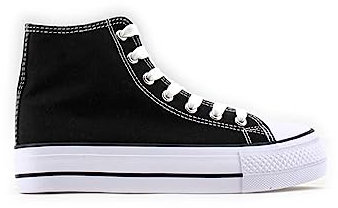 MODELISA - Zapatilla Alta Lona Plataforma con Cordón Estilo Casual Mujer (Negro, Numeric_40)
