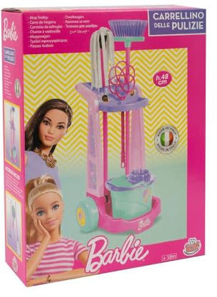 Grandi Giochi - Barbie Trolley Limpieza con Escoba, mopa, mopa y Cubo - BAR47000