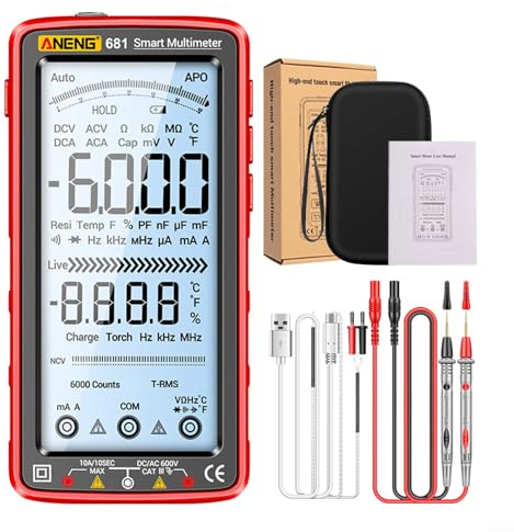 Smart Digital Multimeter Wiederaufladbar, Vollbild-Digitalmultimeter,LCD-Bildschirm-Multimeter Mit USB Ladung,Smart Anti-Burn Wiederaufladbares Messgerät