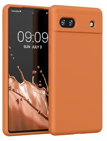 kwmobile Handyhülle für Google Pixel 6a Hülle, für Pixel 6a Case - Hülle Silikon - kabelloses Laden - Warme Aprikose