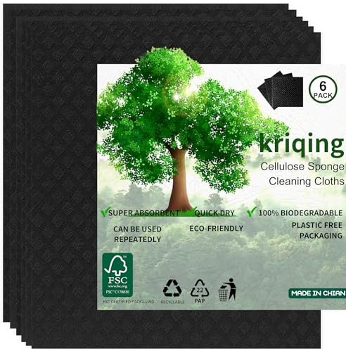 Swedish Cellulose Sponge Cloths - Black Swedish Dishcloths for Home & Kitchen, Odorless, Absorbent, and Quick Drying, Kitchen Reusable Paper Towels Washable (Balck)