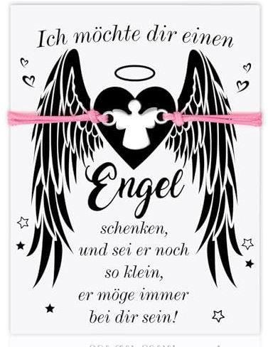 HOWAF 2 Stk Schutzengel Armband Glücksbringer Armkettchen mit Engel Schutzengelchen Engel Armbändchen Schutzengel Engel Anhänger Engel Schenken Karte Schutzengel Geschenke für Frauen Mädchen, Rosa