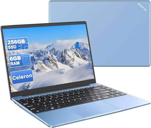 WOZIFAN Win 11 Computer PC Portatile Notebook 14 Pollici 1080P 6+256GB 2.4G+5G Supporta La Scheda SSD La Scheda TF Estesa, Wireless Bluetooth Mouse Wifi, Italiana Tastiera blu