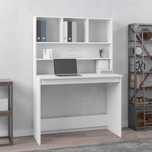 Générique Bureau avec étagères Blanc 102x45x148 cm Bois d'ingénierie,Meubles,Meubles de Bureau,Bureaux,26.04 kg,Blanc,823000