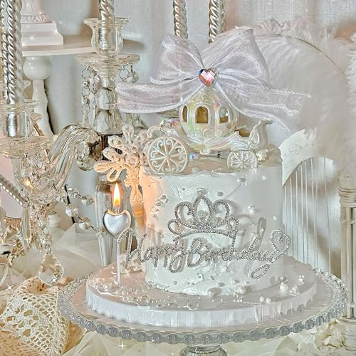 JeVenis Luxury Princess Castle Cake Topper Carriage Wagon Cake Decoration for Girls Kids Happy Birthday Party Decorations Princess Baby Shower Supplies