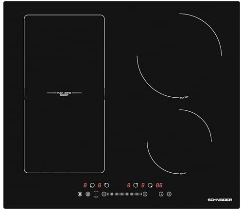 SCHNEIDER Plaque induction SCTI6041N3/1, 4 foyers dont 1 extensible, 7400w