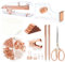 Rotgoldenes Bürobedarf, rotgoldenes Schreibtischzubehör, Hefter und Klebebandspender-Set mit Hefter, Klebebandspender, Heftklammern, Clips, Schere, Stift und Haftnotizen, Geschenke für Büroangestellte