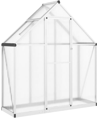 vidaXL Serre avec Cadre de Base Argent 169x58x195 cm Aluminium, Serre en Polycarbonate, Serre de Bricolage, abri de Serre, Serre portative