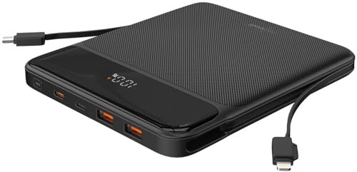revolt Powerbank Mini: Ultra-Slim-Powerbank, 120W, 20.000mAh, PD, Display, USB-Ports & Kabel (Handy iPhone, Mini iPhone, Tablet Tasche)