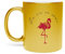 Fabulous Goldene Tasse aus verchromter Keramik - Flamingo La Vie und Rose Drawing - 325 ml