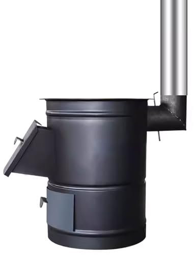 Zelt Herd Holzofen, Outdoor-Herd, Brenner, Gas, tragbar, Holzofen, verstellbare Hitzestufe, aus Stahlplatte, Camping-Kochgeschirr mit Rauchbarriere(46 * 50CM)
